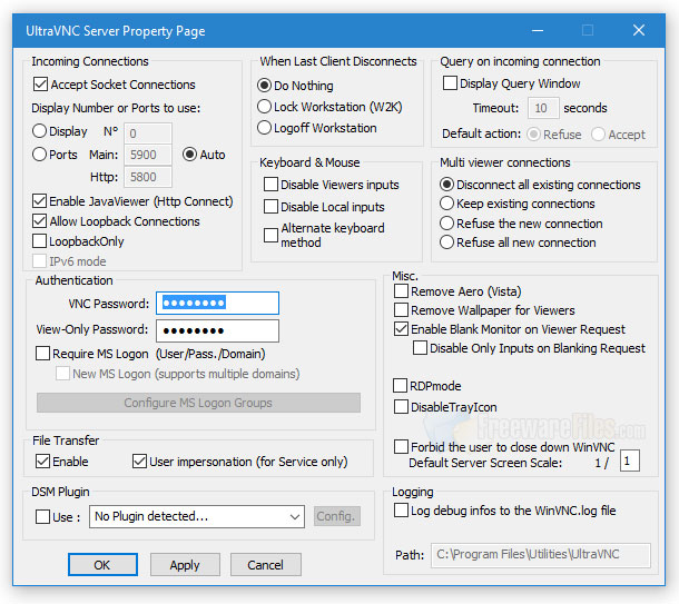Screenshot for: UltraVNC 1.2.4.0 / 1.2.5.0 RC