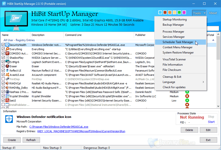 Screenshot for: HiBit Startup Manager v2.1.25