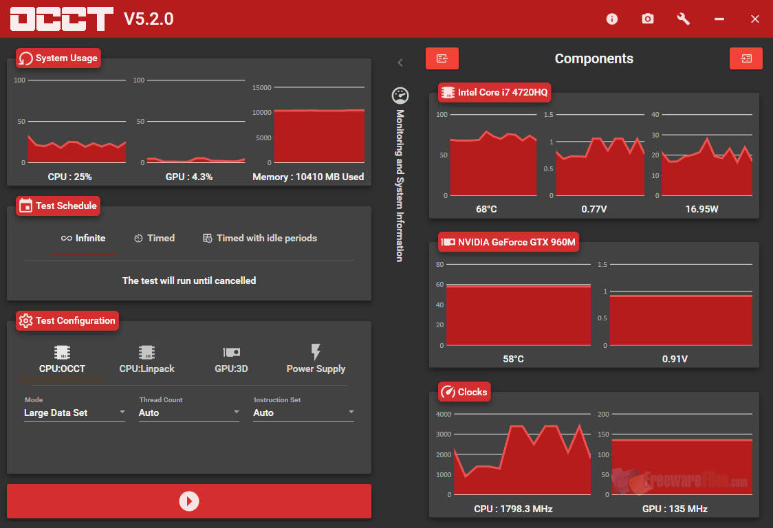 Screenshot for: OCCT 5.5.5
