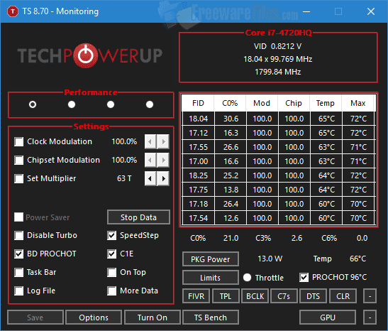 Screenshot for: ThrottleStop 8.70.6 / 8.74 Beta