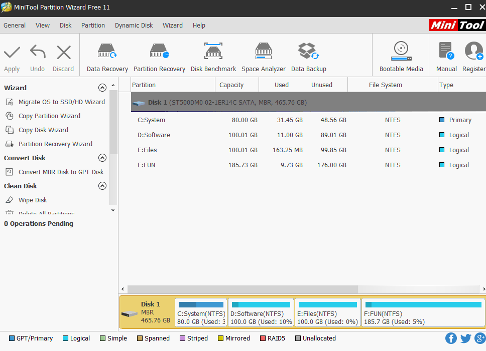 Screenshot for: MiniTool Partition Wizard Free 12.0