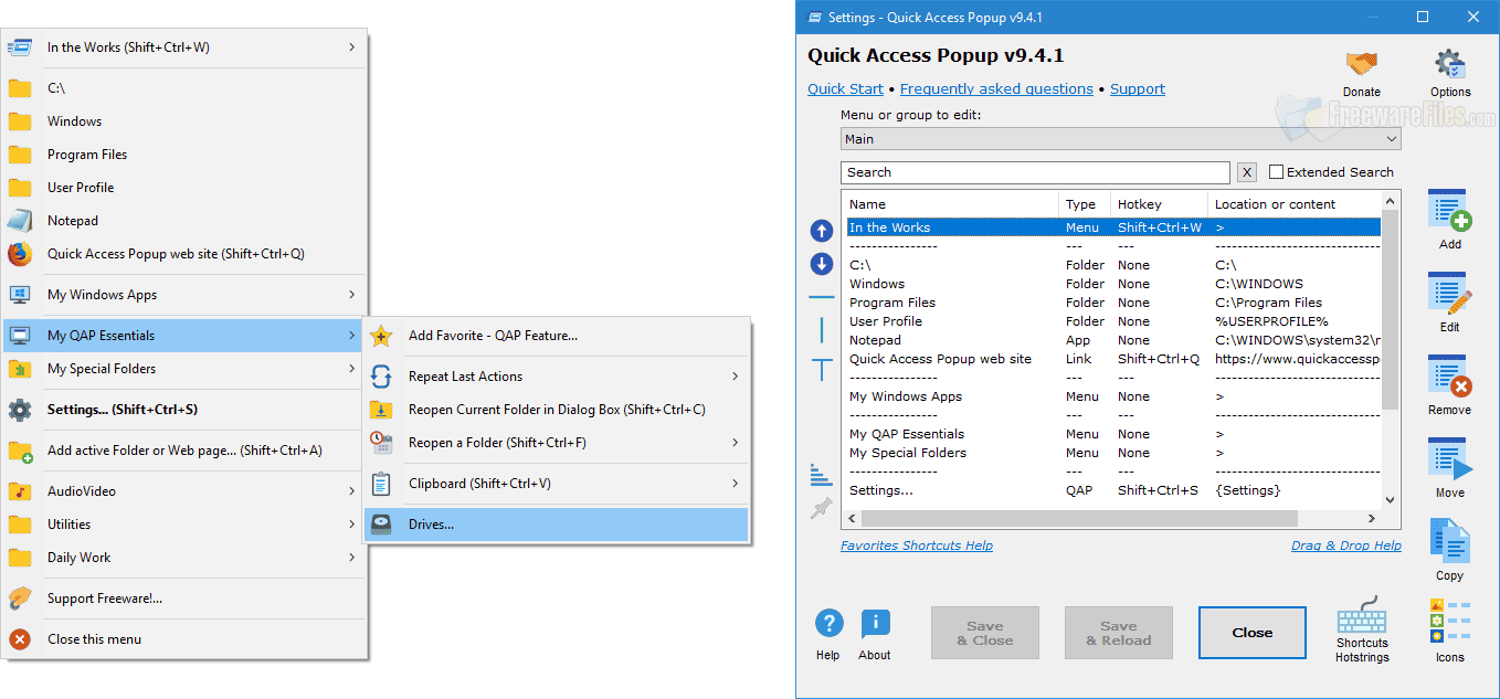 Screenshot for: Quick Access Popup 10.3.5