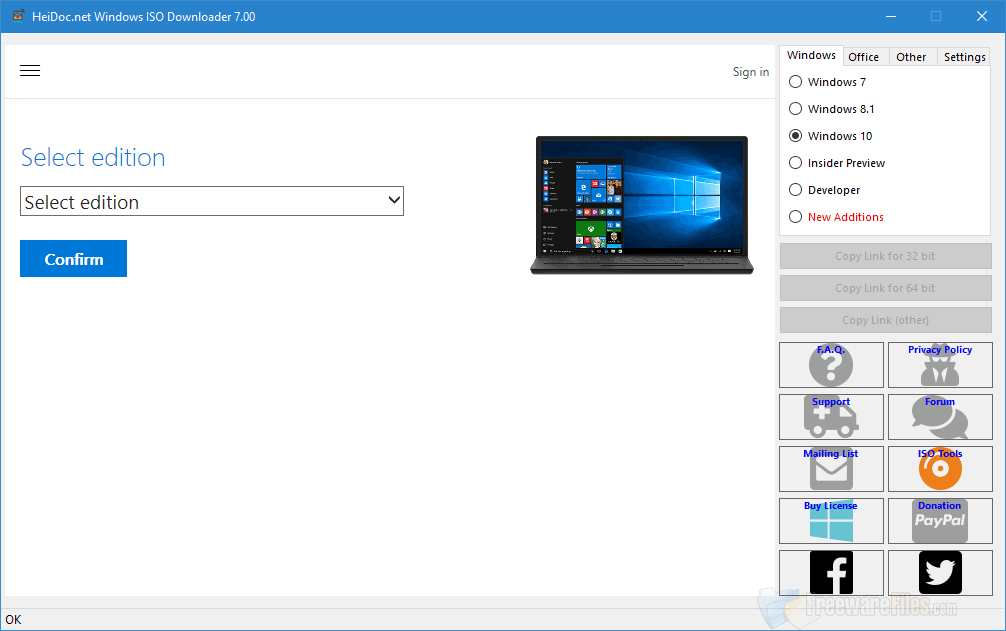 Screenshot for: Microsoft Windows and Office ISO Downloader Tool 8.32